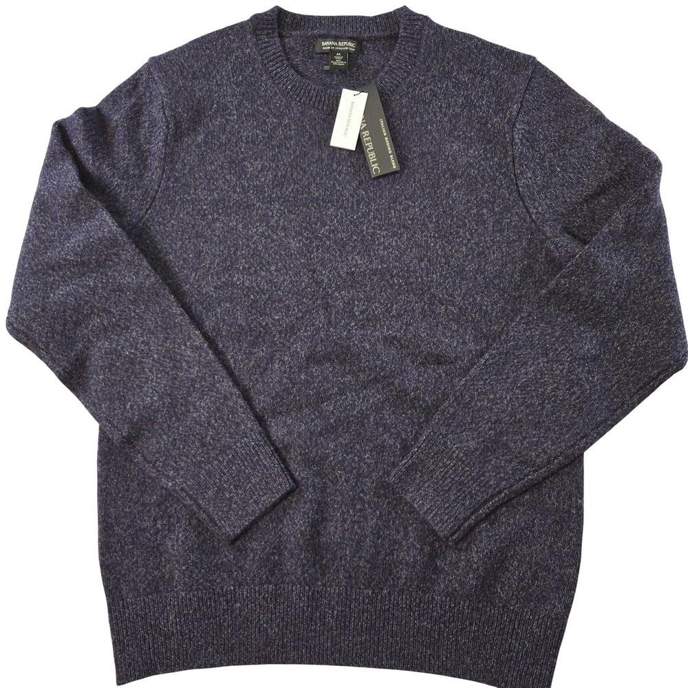 Banana Republic Sweater Mens M Purple Crew Neck Pullover Wool Lightweight